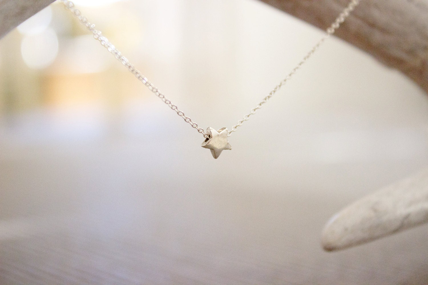 Small Sterling Silver Star Charm on Sterling Silver Sparkling Chain Necklace - Sindri II by Amore Valkyrie Jewelry