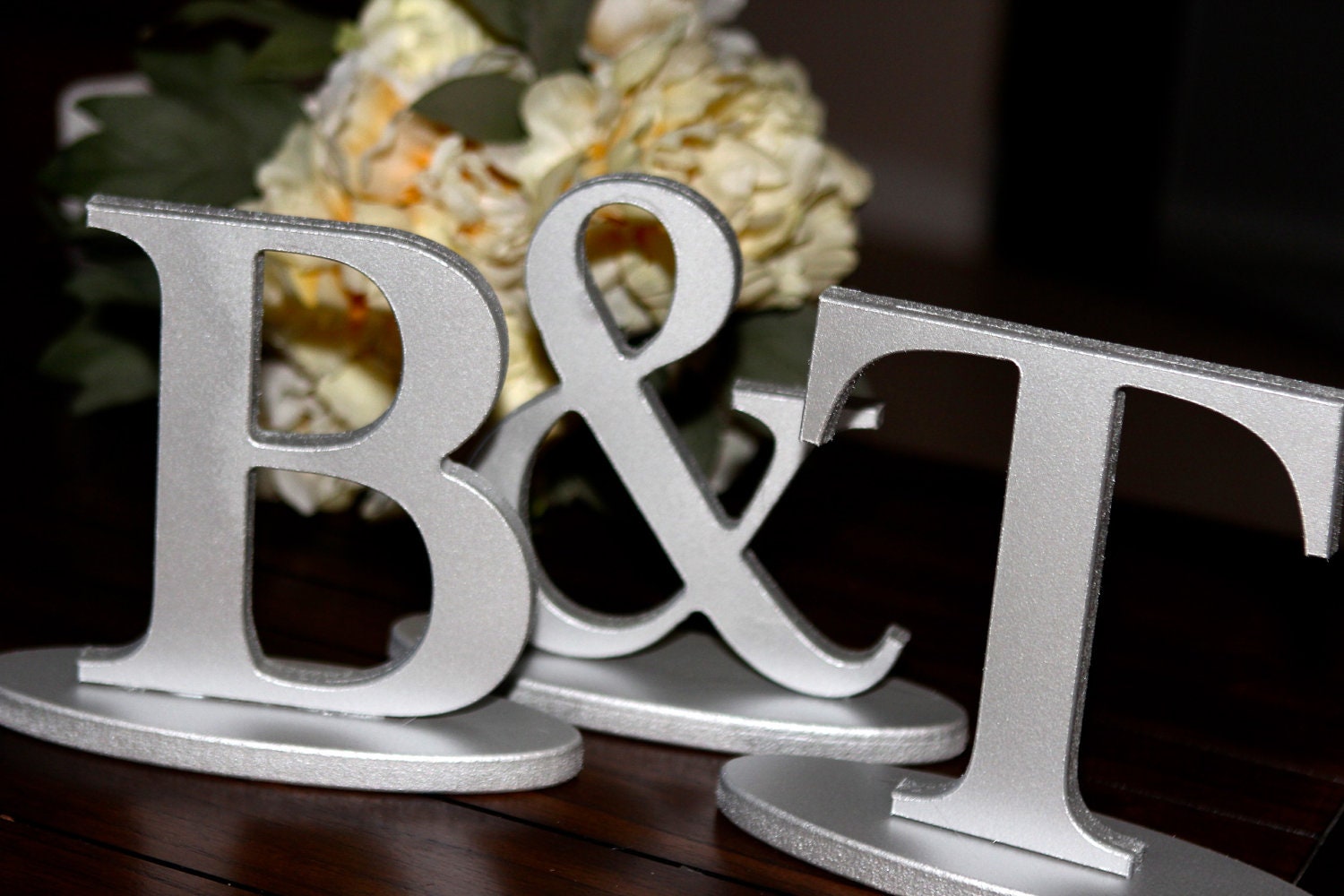 Gold or Silver Ampersand Initial Signs - Carved in Wood