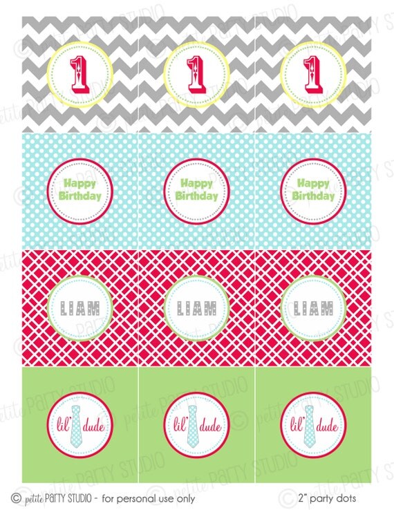 PARTY PRINTABLE - Little Dude Printable Birthday Party Dots - Petite Party Studio Il_570xn