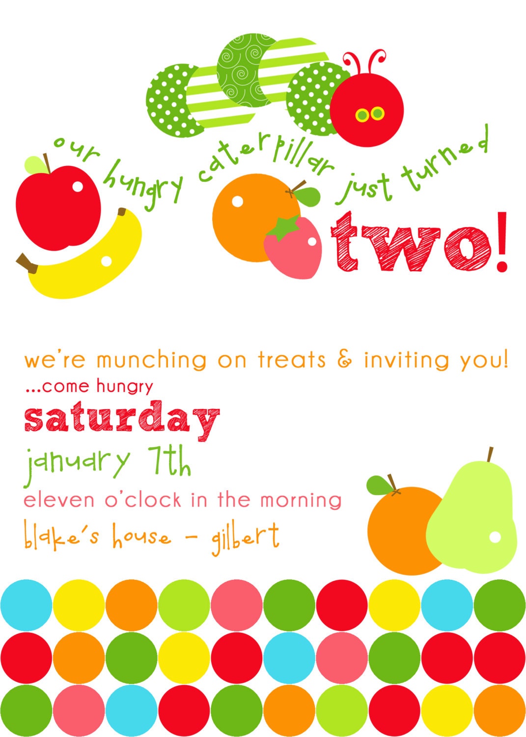 PARTY PRINTABLE - A Very Hungry Caterpillar Inspired Birthday Party or Baby Shower - Petite Party Studio
