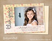 LDS Baptism Photo Invitation (Digital or Printed)- "just peachy"