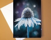 Art Greeting Card  - Created from Original ACEOs for Charity - Blank Notecard - 4x6 - White Daisy - Day 240