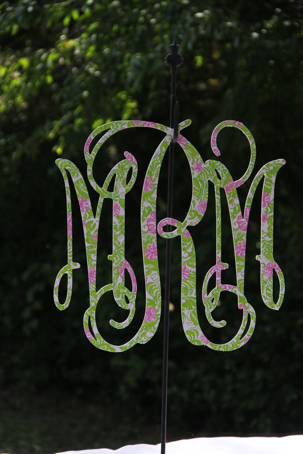 Lilly Pattern 18" Wood cut script monogram-