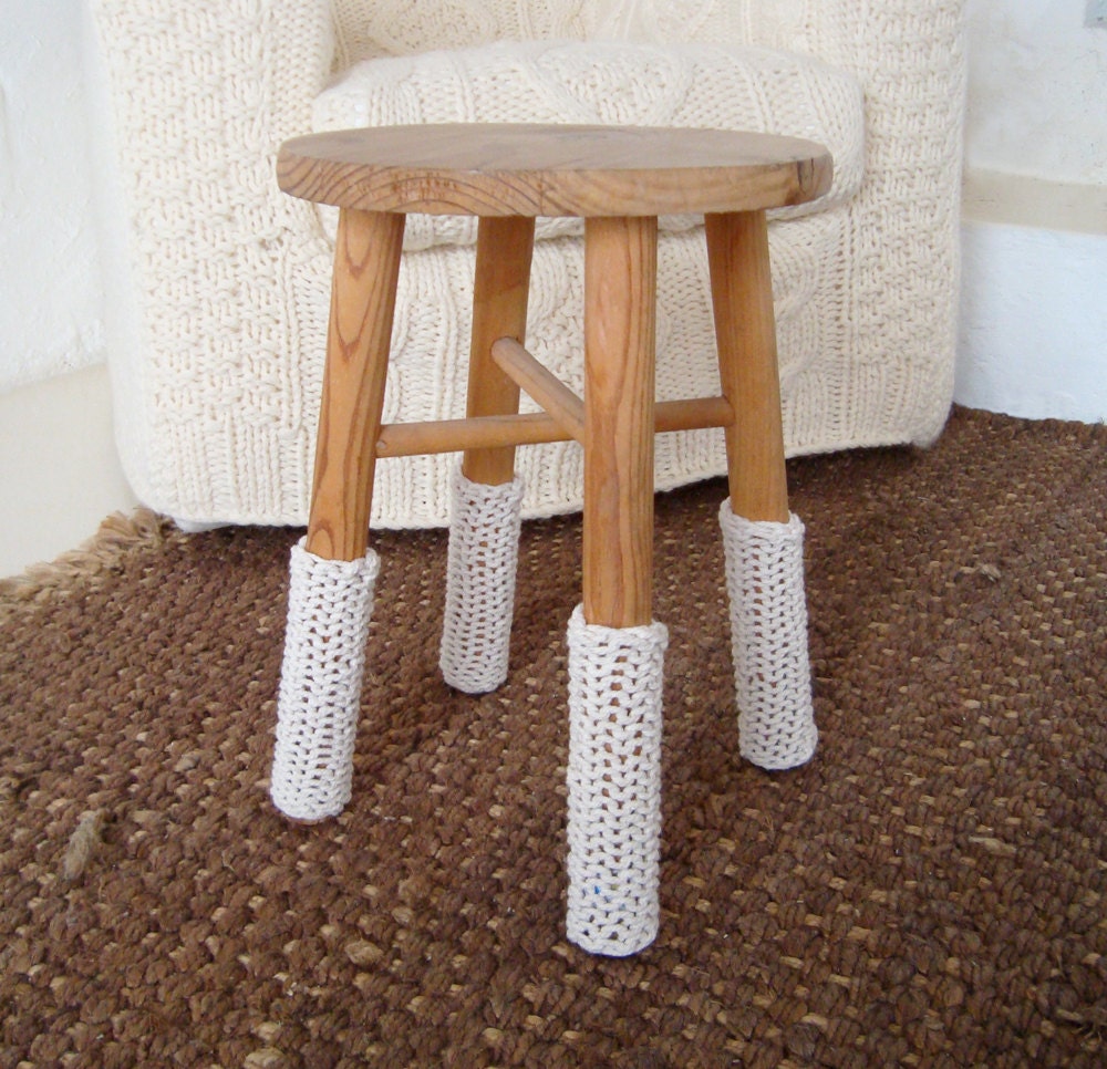 chunky knit cream leg warmers for chairs