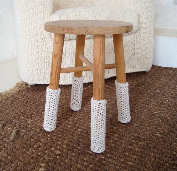 chunky knit cream leg warmers for chairs