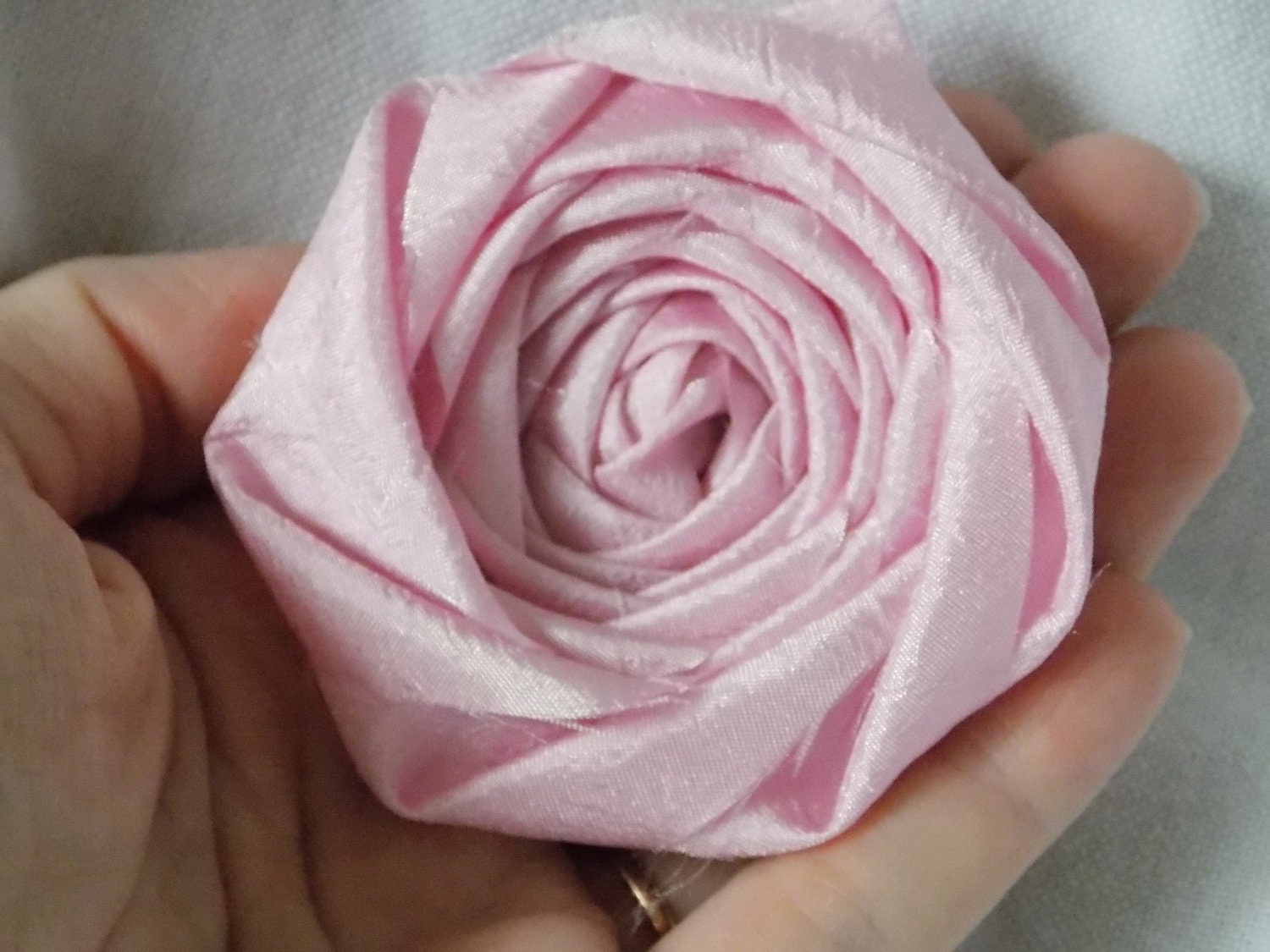 Blush Wedding Rosette Fabric Flower Rosette in Pink 3 inches