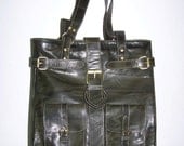 DARK OLIVE GREEN Leather Handbag, Tote, Shoulder, Cross-body Bag Orea, fits a 13 " laptop / Sale