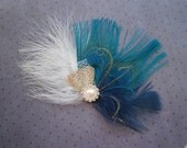 wedding hair accessories, Blue, peacock, feather, hair fascinators, bridal, hair clip, Turquoise - BRIDAL BLUE