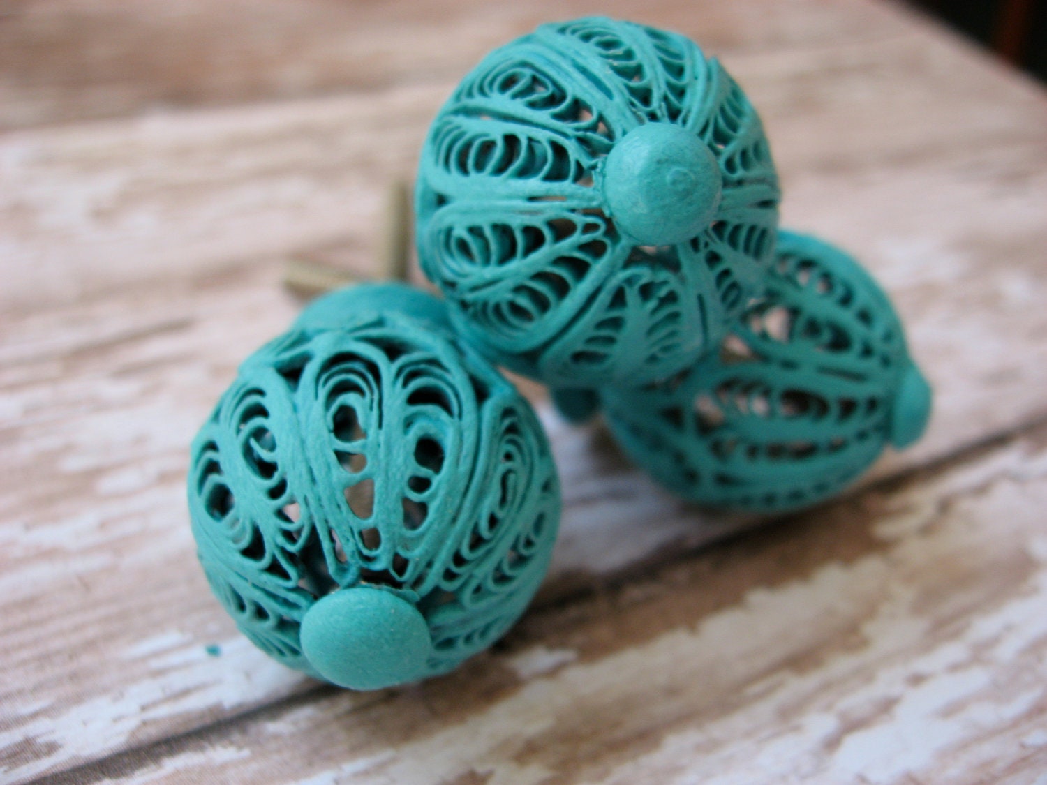 RESERVED Set of 6 Aqua or Custom Choice of Finish Wire Knobs or Pulls Industrial Cottage Chic for Drawers Cabinets Armoire Rustic Chic