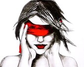 Love Is Blind - valentines day Black and White, Wall Art, Home Decor, for her, typographic poster Fashion Illustration Modern Art , drawing