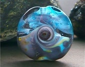 Blue Purple Swirled Round Glass Focal Bead