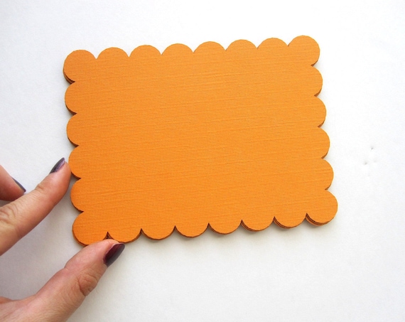 12 Scalloped rectangle (5.4 x 4 inches) in Orange A249 Il_570xn