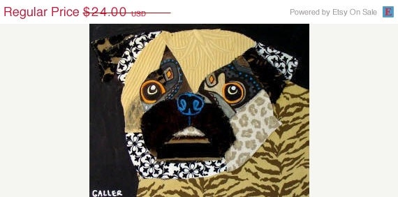 SALE ENDING - 11x14 Pug Print poster of Dog painting