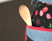 Womens half  apron Modern Cherry Pie Bistro Apron