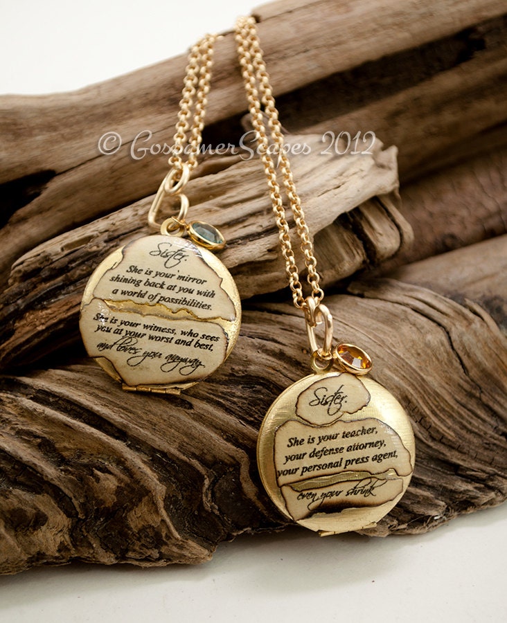 Sister locket pair bff sibling bond with birthstone crystals