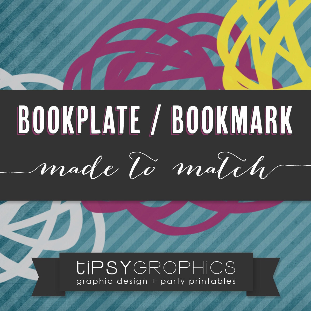 Bookplate / Bookmark. Printable ADD ON. Made to Match any Tipsy Graphics Design Il_570xn