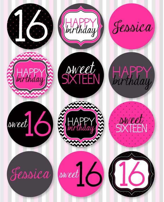 Sweet Sixteen Chevron Party PRINTABLE Birthday Circles by Love The Day Il_570xn