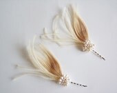 Blonde Peacock Hairclips With Freshwater Pearl Accents