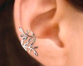 925. Laurel leaf - Sterling silver ear cuff earring, Nymph Daphne non pierced wrap earcuff jewelry 100512