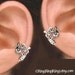 Set of 2 - Art Nouveau silver ear cuff earrings - non pierced Right & Left flower Earcuff 082212