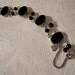 Black Bead Bracelet Silver Tone Vintage Judy Lee Oval Links Security Chain Fold Over Clasp