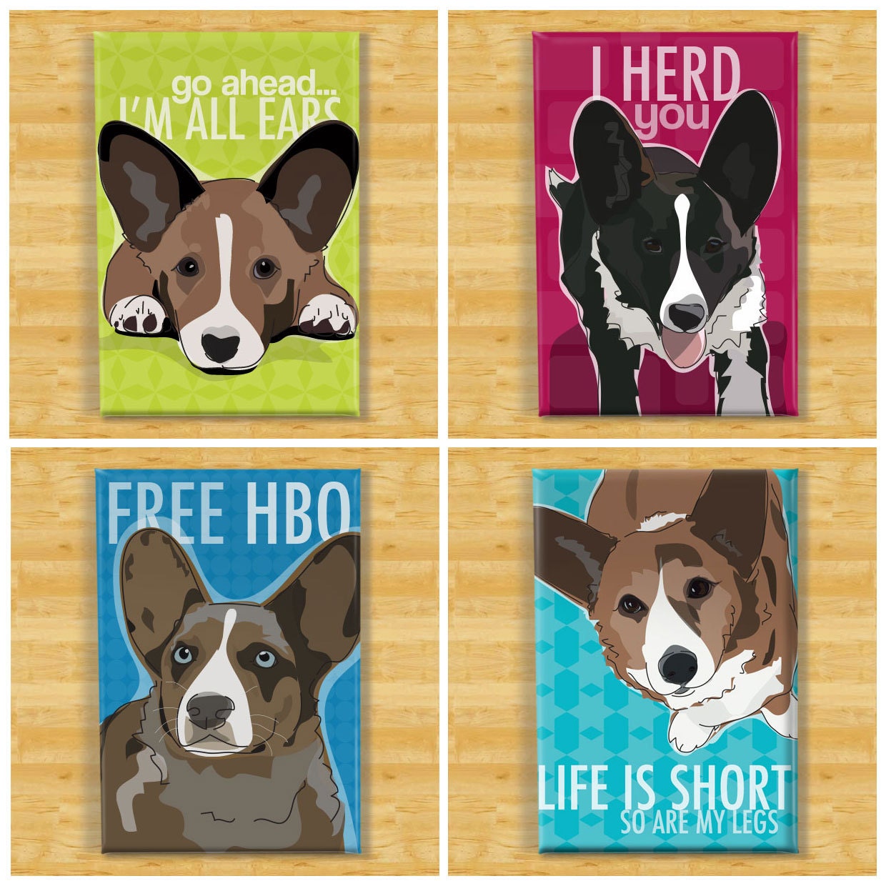 Cardigan Corgi Magnet Four Pack Dog Magnet Gift Set