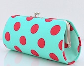 Quarter Dot in Aqua..Small Clutch Purse