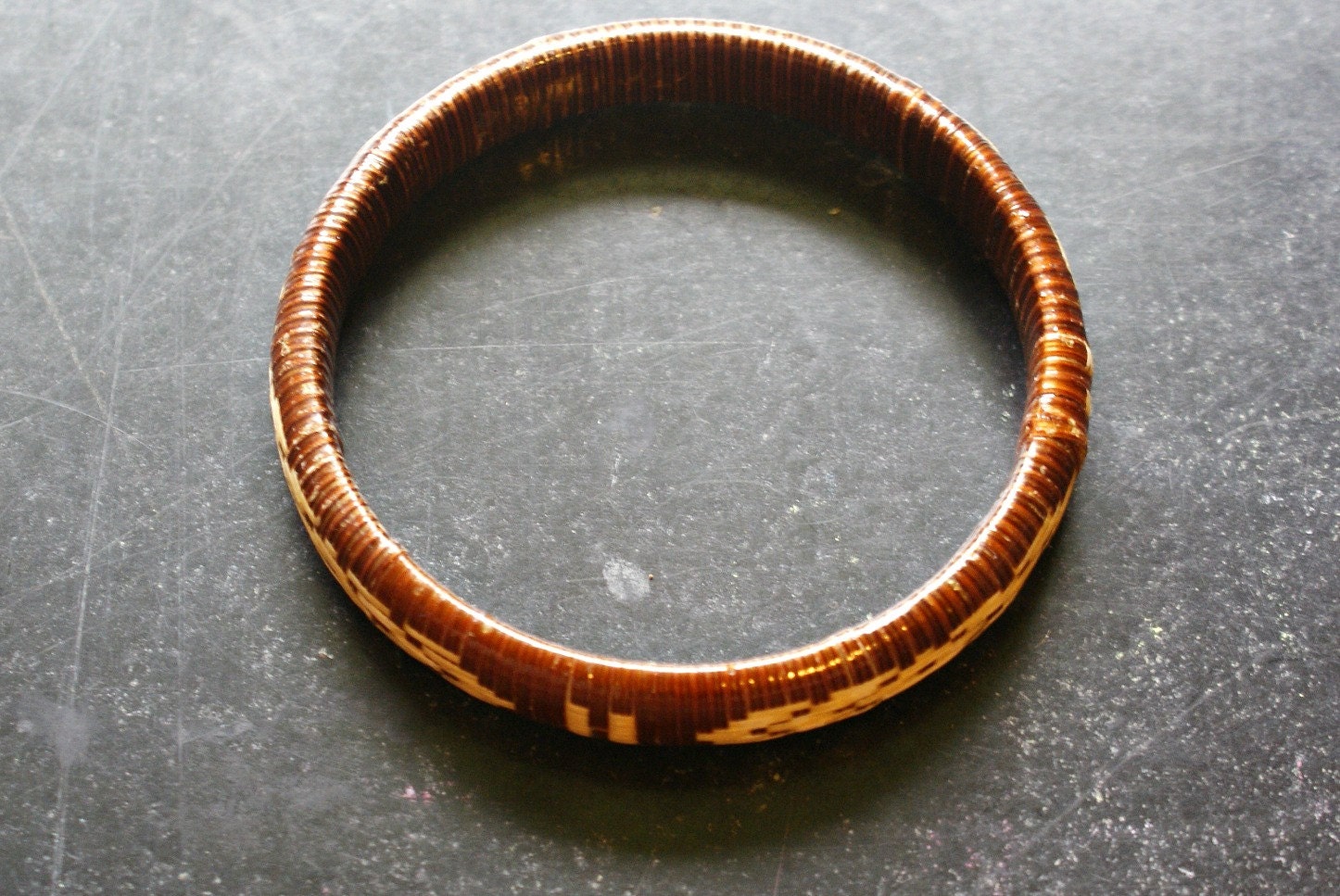 Hawaiian Lauhala and Wood Bracelet Primitive Inspired