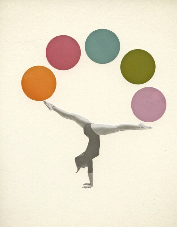 20% SALE Retro Wall Art, Pop Art Poster, Collage Art Print, Giclee Print - Gymnastics