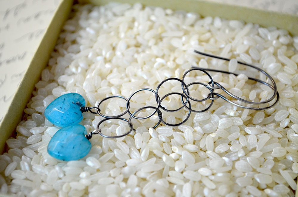 Blue Hearts - Amazonite and Sterling Silver