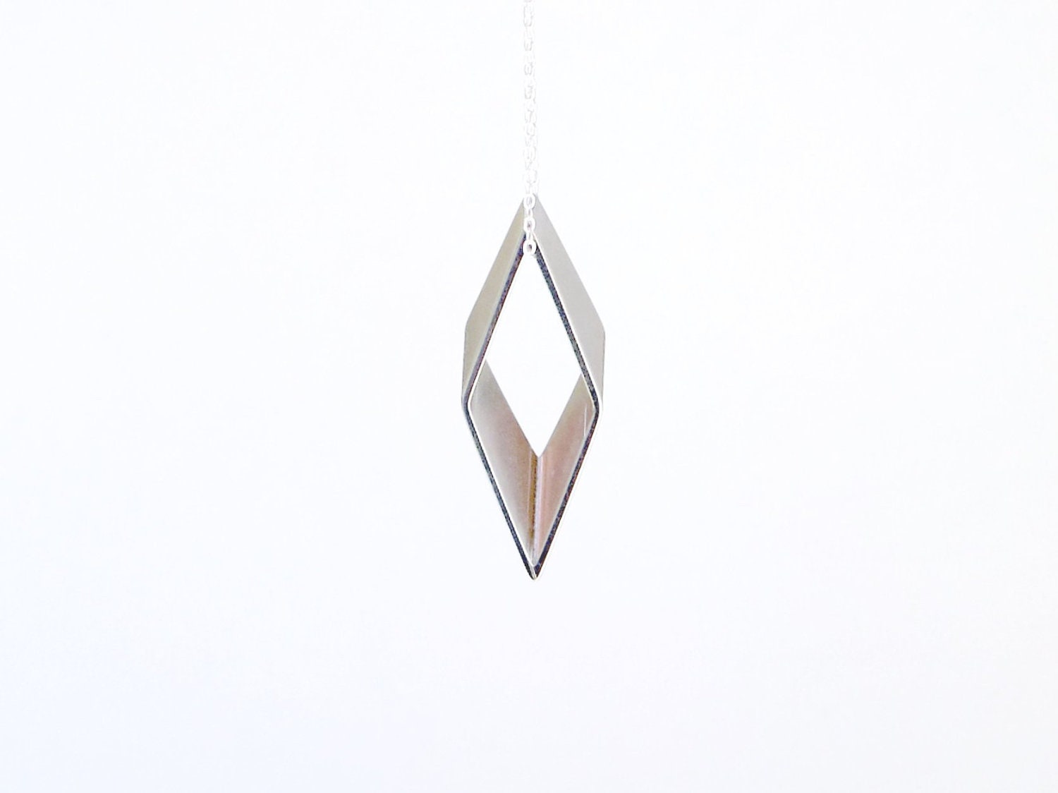 Rhombus Silver - Geometric Modern Necklace XLarge