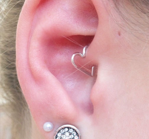 Heart Cartilage Earring, Ear Heart Jewelry