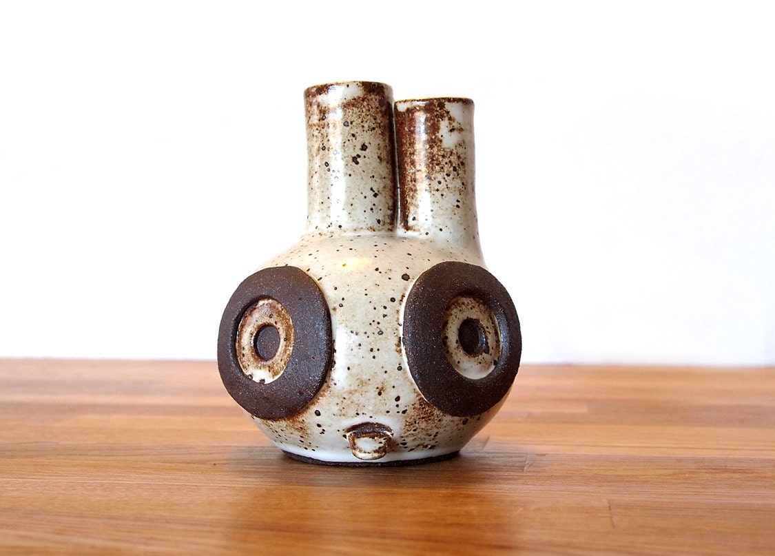 Black Clay Brainy Beastie Ceramic Bud Vase