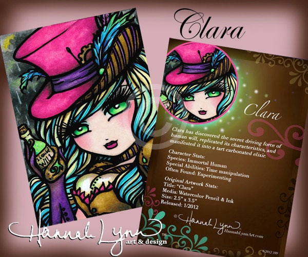ACEO Steampunk Top Hat Potion Fairy Fantasy Art Card Atc Open Edition Double Sided