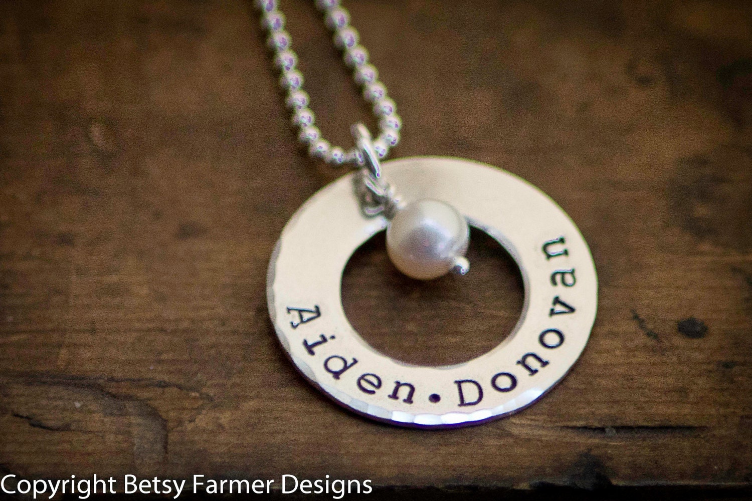 Personalized Necklace - Hand Stamped Jewelry - Mommy - Sterling Silver Washer Necklace