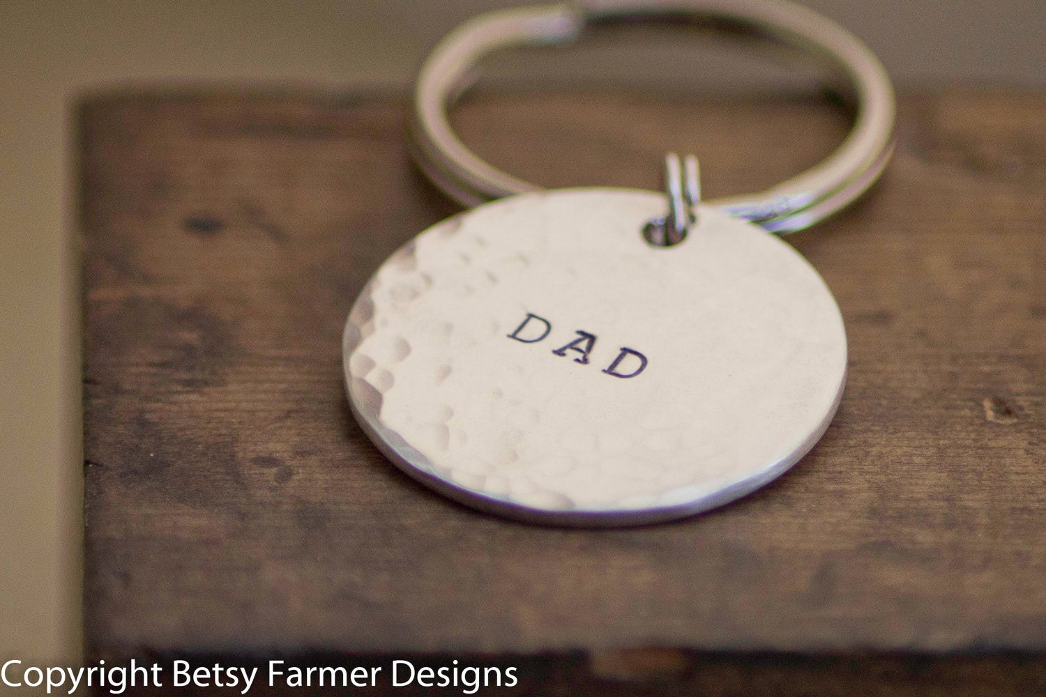 Personalized Fathers Day Gift - Kids names on Backside - DAD Keychain - Hand Stamped Sterling Keychain
