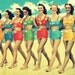 retro photography 11x14 color photo BEACH BABES Americana nostalgia print 1940s vintage red aqua yellow orange wall art beach lover gift
