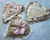 Pale pink hearts - hand beaded embellishment