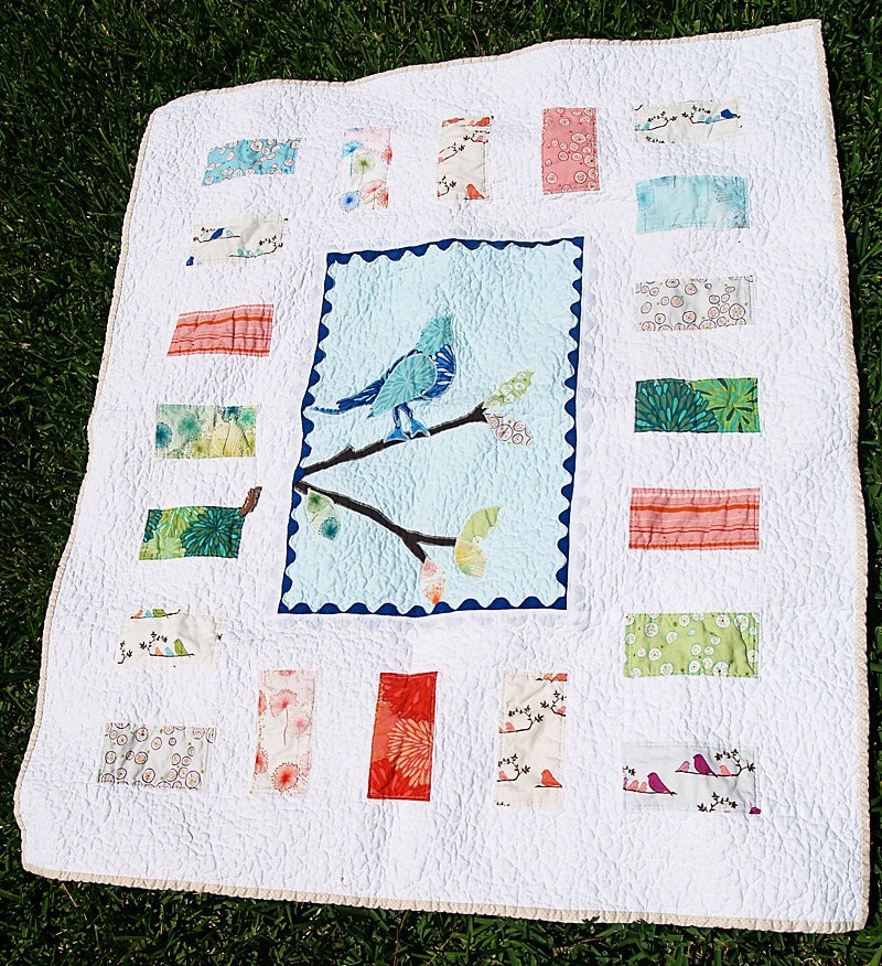 Wrenly Baby Bird Applique Quilt - Free Shipping