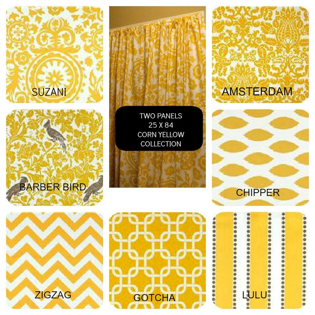 Two Curtain Panels 25 x 84 Corn Yellow collection