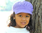 Girls Clothing Accessories, Hats, Crochet Newsboy Cap Beanie Hat with Visor, Girls Newsboy Cap, Girl Hat  - Purple