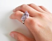 Amethyst uncut rock cocktail ring with adjustable band