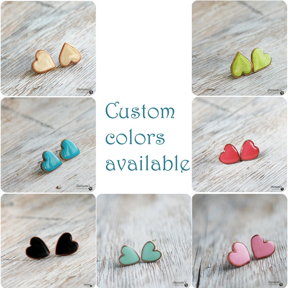 Post earrings - Pale pink Hearts