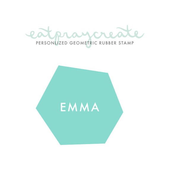 custom / personalized geometric wooden rubber stamp