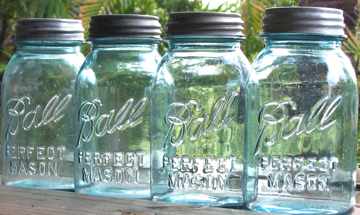 Ball Blue Mason Jar Aqua Quart with lid for home decor-wedding-vase-candle holder-Shabby Chic