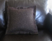 Chocolate Brown Pillow, Industrial Wool Felt Pillow,  12 X 12 Throw Pillow