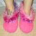 Hot Pink Fun Fur Crochet Slippers