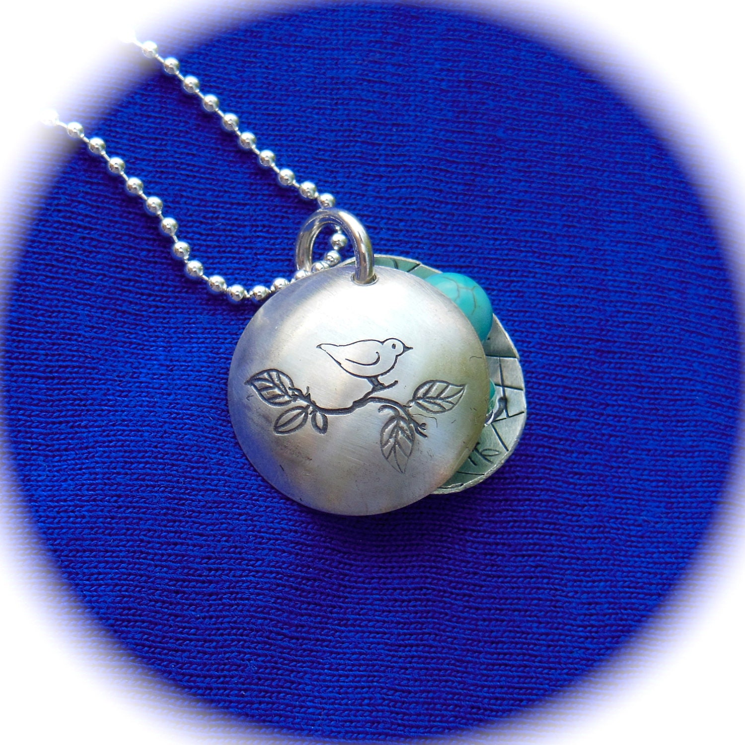 Momma Bird Nest Personalized Charms Locket for Mom FULL STERLING SILVER