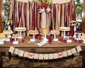Wedding Banner LOVE SWEET LOVE with Hearts Burlap Garland Sign, Custom Colors Available