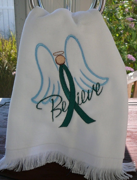 Ovarian Cancer Awareness Fingertip Towel - Believe with Angel
